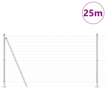 Euro Fence cu 13 Stâlpi Flansa 1.2x25 m Oțel Zincat - Img 3