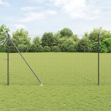 Euro Fence cu 7 țepi de sprijin 1.6x10 m Oțel galvanizat Gri - Img 1