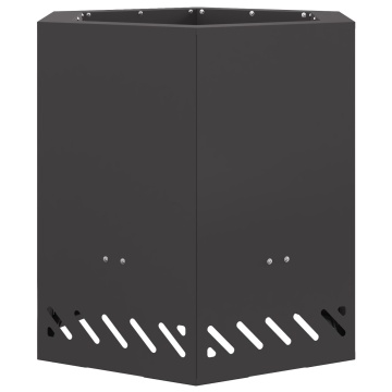 Focar Fără Fum Hexagonal Negru 48x48x51 cm Oțel - Img 2