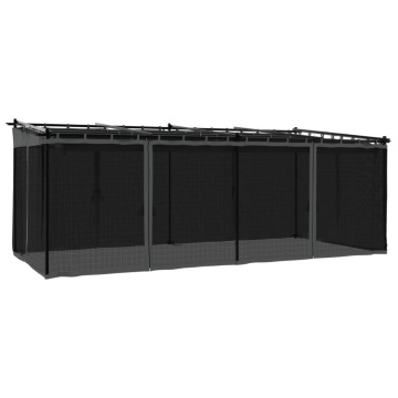Foișor cu pereți din plasă, antracit, 6x3 m, oțel - Img 2