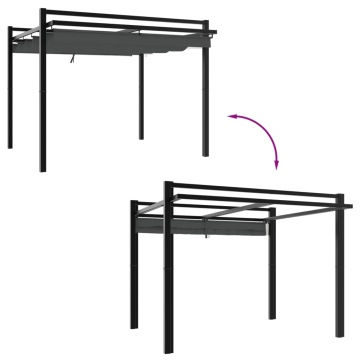 Foișor de grădină acoperiș retractabil antracit 3x3 m aluminiu - Img 3