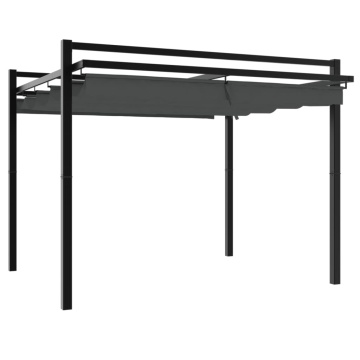 Foișor de grădină acoperiș retractabil antracit 3x3 m aluminiu - Img 5