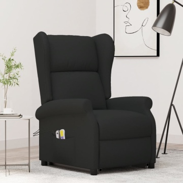 Fotoliu de masaj cu ridicare, negru, material textil - Img 1