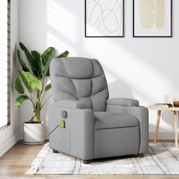 Fotoliu de masaj rabatabil, gri deschis, textil - Img 1