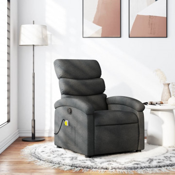 Fotoliu de masaj rabatabil, gri închis, material textil - Img 1
