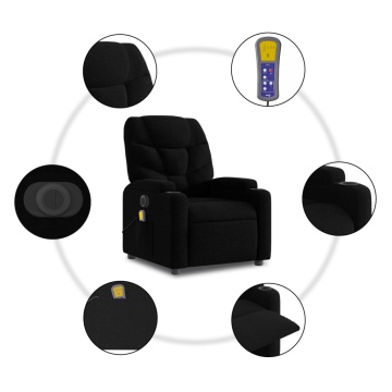 Fotoliu electric de masaj rabatabil cu ridicare, negru, textil - Img 7