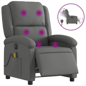 Fotoliu electric de masaj rabatabil, gri închis, textil - Img 2