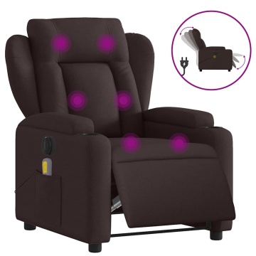 Fotoliu electric de masaj rabatabil, maro închis, textil - Img 2