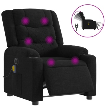 Fotoliu electric de masaj rabatabil, negru, textil - Img 2