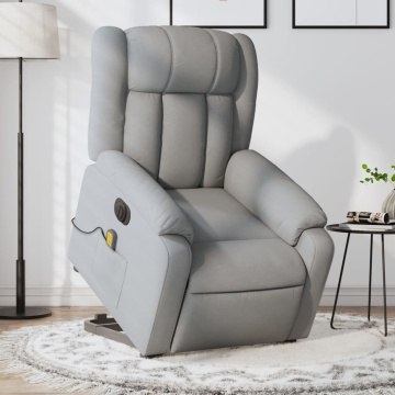 Fotoliu electric masaj rabatabil cu ridicare, gri închis textil - Img 1