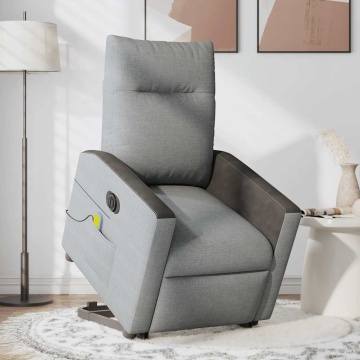 Fotoliu electric masaj rabatabil cu ridicare, gri închis textil - Img 3