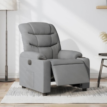 Fotoliu rabatabil electric, gri deschis, textil - Img 1