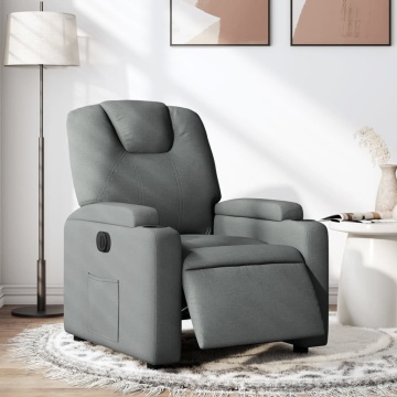Fotoliu rabatabil electric, gri închis, material textil - Img 1