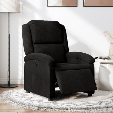 Fotoliu rabatabil electric, negru, material textil - Img 1