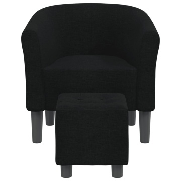 Fotoliu tip cuvă cu taburet, negru, material textil - Img 3