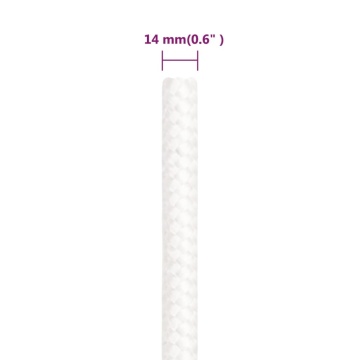 Frânghie de barcă, alb complet, 14 mm, 50 m, polipropilenă - Img 5