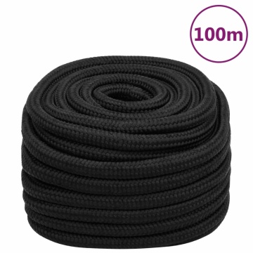 Frânghie de barcă, negru complet, 20 mm, 100 m, polipropilenă - Img 1