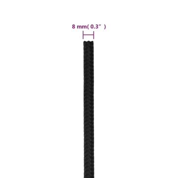 Frânghie de barcă, negru complet, 8 mm, 25 m, polipropilenă - Img 5
