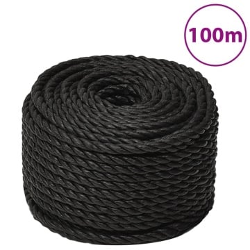 Frânghie de lucru, negru, 12 mm, 100 m, polipropilenă - Img 1