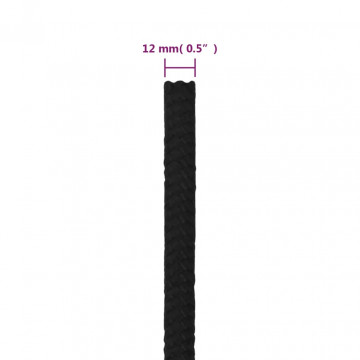 Frânghie de lucru, negru, 12 mm, 25 m, poliester - Img 4