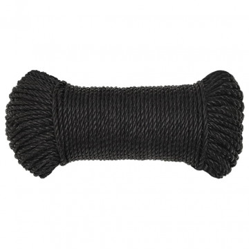 Frânghie de lucru, negru, 6 mm, 25 m, polipropilenă - Img 3