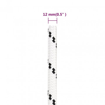 Frânghie împletită pentru barcă, alb, 12 mm x 100 m, poliester - Img 6