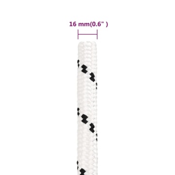 Frânghie împletită pentru barcă, alb, 16 mm x 25 m, poliester - Img 6