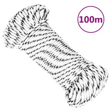 Frânghie împletită pentru barcă, alb, 5 mm x 100 m, poliester - Img 5