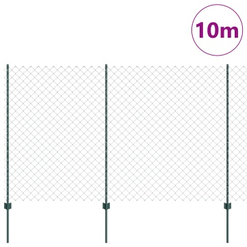 Gard cu Lanț cu 10 Stâlpi U Verde 1.5x10 m Oțel - Img 3