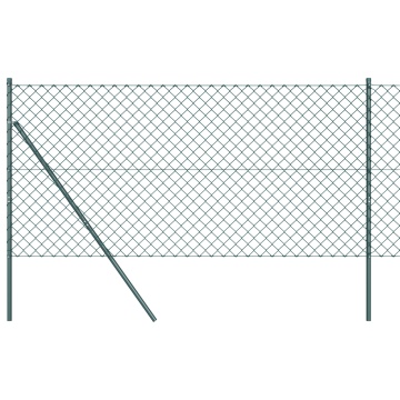 Gard cu plasă de lanț cu 7 stâlpi 1.4x10 m din oțel galvanizat verde - Img 2