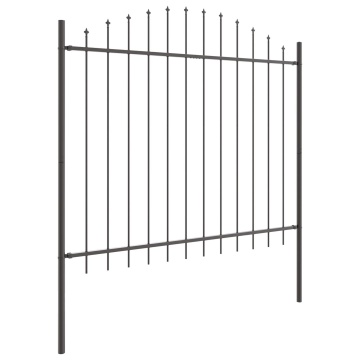 Gard cu vârf de arc Gri 1,7x1,5 m Oțel - Img 3