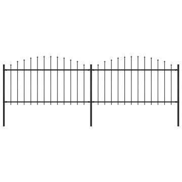 Gard de grădină cu vârf suliță, negru, 3,4 m, oțel - Img 1