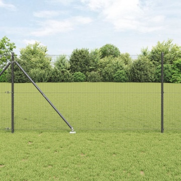 Gard din Metal Sudat cu 13 Posturi Spike Gri 1.4x25 m Oțel - Img 1