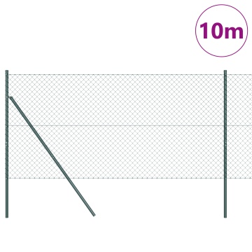 Gard din plasă de lanț cu 7 stâlpi 1x10 m Oțel galvanizat Verde - Img 3