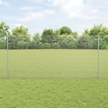 Gard din plasă sudată cu 10 U Stâlpi Argintii 1.2x10 m Oțel - Img 1
