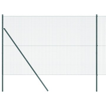 Gard din plasă sudată cu 7 stâlpi verde 1.5x10 m oțel - Img 2