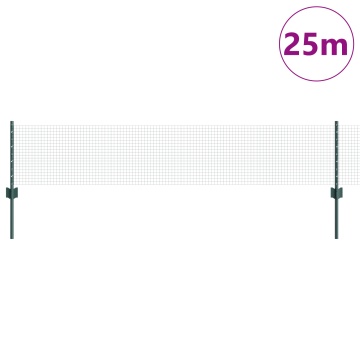Gard din sârmă sudată cu 11 stâlpi U Verde 0.4x25 m din oțel - Img 3