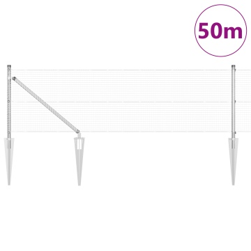 Gard din sârmă sudată cu 13 stâlpi de sprijin 0.5x50 m Oțel galvanizat - Img 3