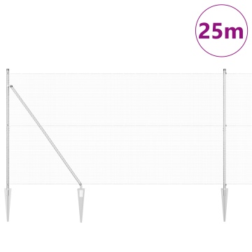 Gard din sârmă sudată cu 13 stâlpi înfipți 1.5x25 m Oțel galvanizat - Img 3