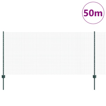 Gard din Sârmă Sudată cu 22 Stâlpi U Verzi 1x50 m din Oțel - Img 3