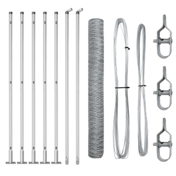 Gard Hexagonal 1.2x10 m Oțel Galvanizat, Stâlpi Gard cu Plăci de Bază 7 pcs Ø32mm 68.5cm Oțel Galvanizat - Img 2