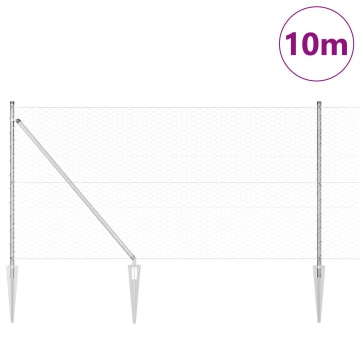 Gard hexagonal 1x10 m Oțel galvanizat, Stâlpi pentru gard cu vârf 7 buc Ø32 mm 120 cm Oțel galvanizat - Img 3