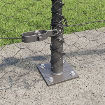 Gard hexagonal gri 0.6x25 m oțel, Stâlpi de gard cu plăci de bază 13 piese Ø32mm 70cm oțel galvanizat - Img 4