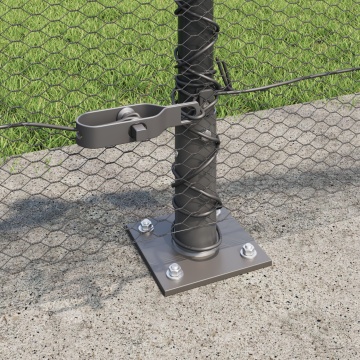 Gard Hexagonal Gri 0.6x25 m Oțel, Stâlpi de Gard cu Plăci de Bază 13 buc Ø32mm 70cm Oțel Galvanizat - Img 4