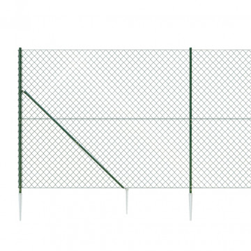 Gard plasă de sârmă cu țăruși de fixare, verde, 0,8x25 m - Img 4