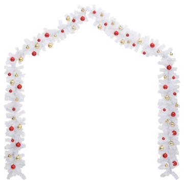 Ghirlandă de Crăciun decorată cu globuri, alb, 10 m - Img 3