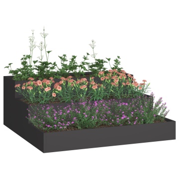 Ghivece pentru grădină 3-nivele 90x90x35 cm Oțel Negru - Img 3