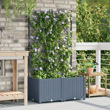 Ghiveci de Grădină cu Trellis 2 buc Gri deschis 80x40x143 cm - Img 3