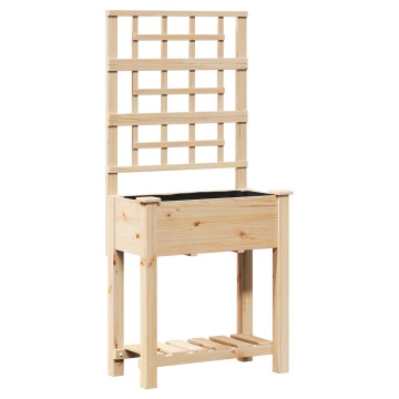 Ghiveci de grădină cu trellis și raft 71x37x152 cm din lemn de pin - Img 2