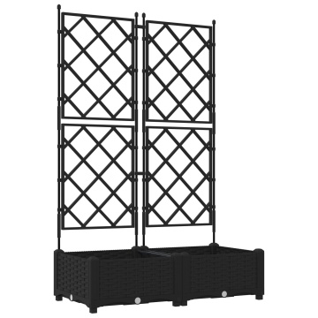 Ghiveci grădină cu grătar 2 buc Negru 80x40x125.5 cm - Img 2